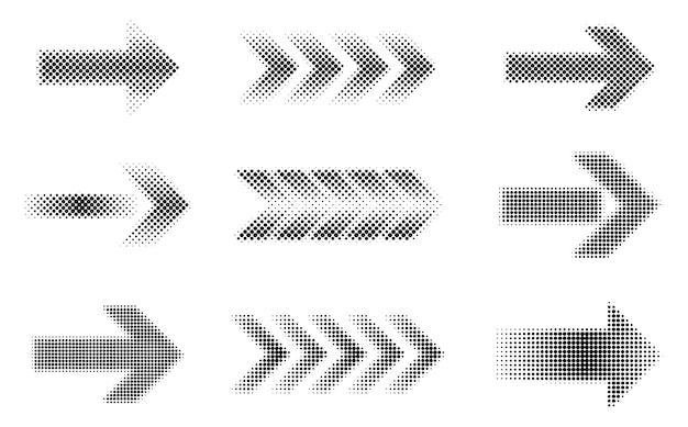 Set of halftone arrows