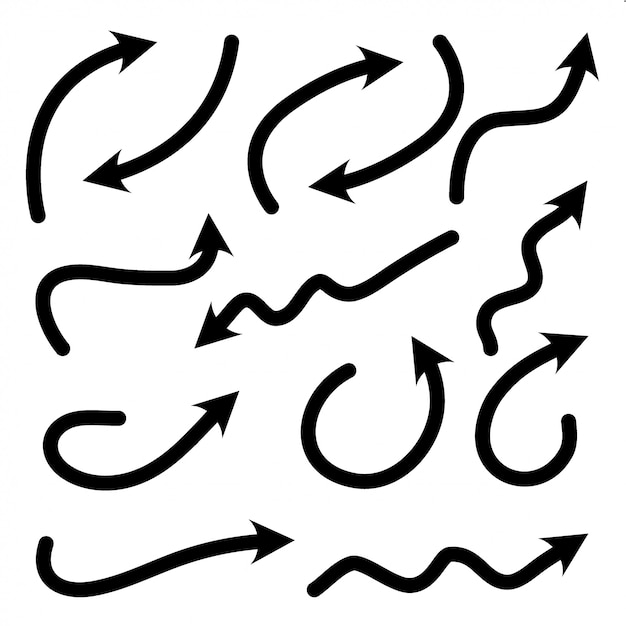 Set of hand drawn arrows doodle design elements