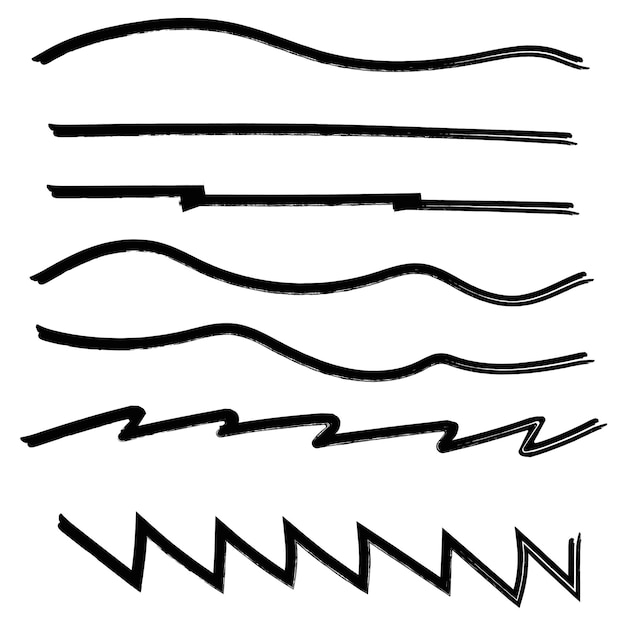 Set of hand drawn scribbles underline design element line vector