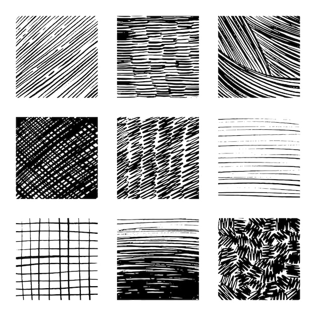 set of hand drawn texture pattern vector