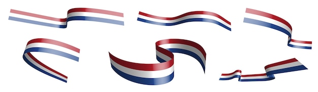 set of holiday ribbons flag of holland netherlandswaving in wind separation into lower and upper layers design element vector on white background