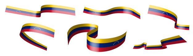 set of holiday ribbons venezuela flag waving in wind separation into lower and upper layers design element vector on white background
