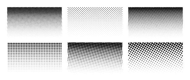 set of horizontal halftone gradient backgrounds cartoon dots texture wallpaper collection black