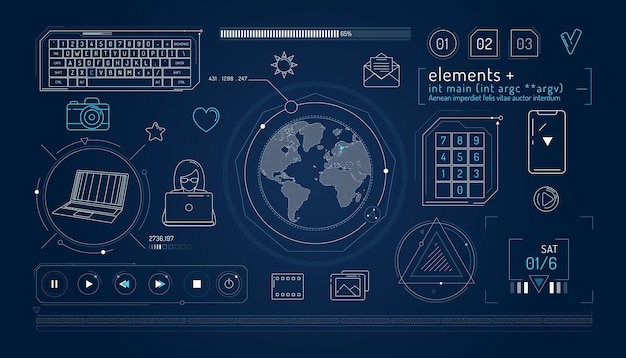 Set of infographic elements about internet communication and global network