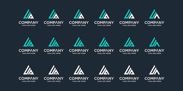 Set of initial letter ua logo template.