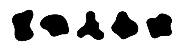 Set of irregular shape amoeba organic graphic elements in black color