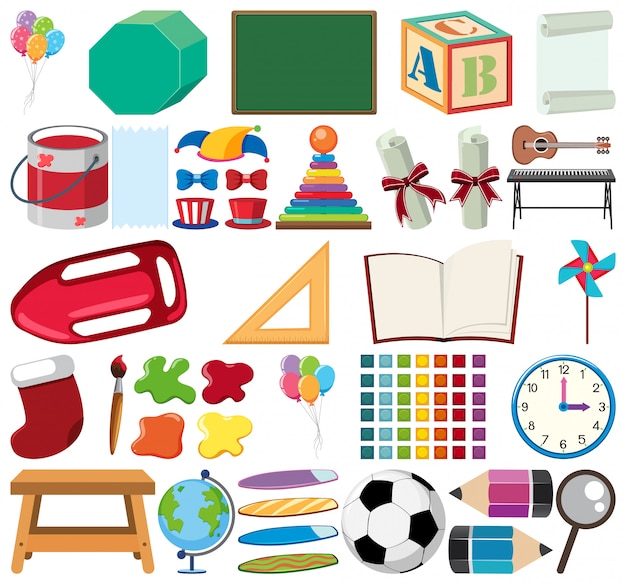 set of isolated objects theme stationeries
