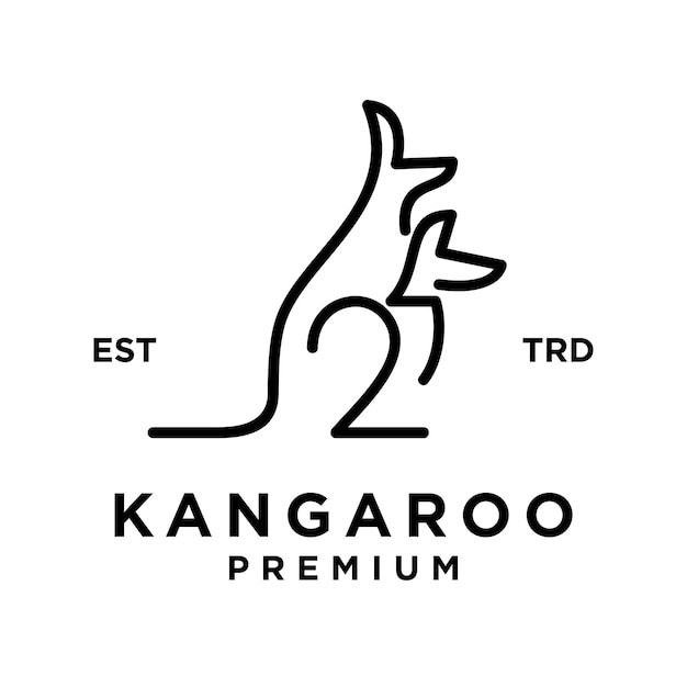 Set of kangaroo line logo icon design illustration