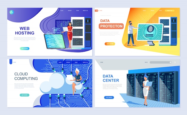 Set of landing page template for Hosting
