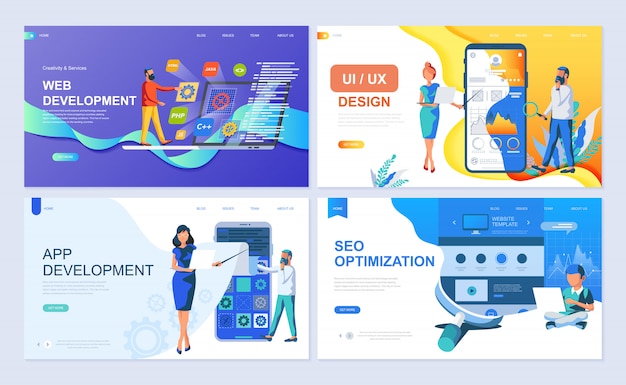 Set of landing page template for Web and App Development