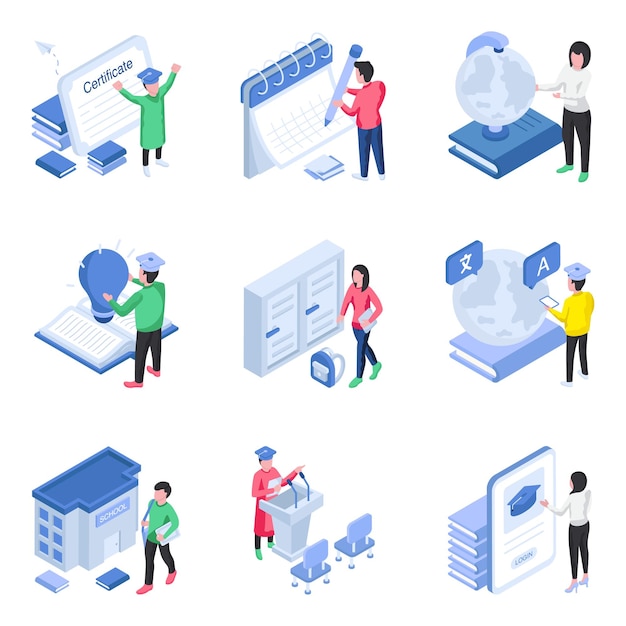 Set of Learning Flat Illustrations