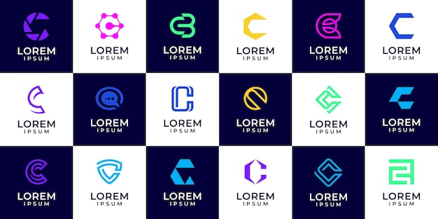set of letter c icon design template elements collection of vector sign