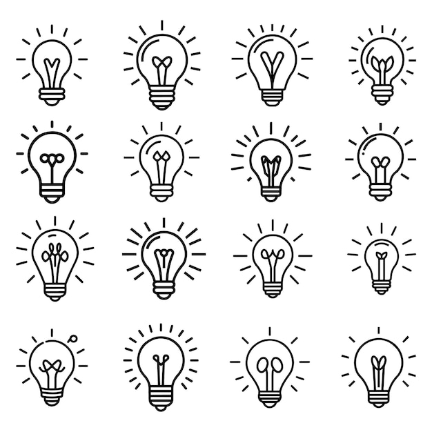 set of light bulb line icon vector isolated on white background idea sign solution
