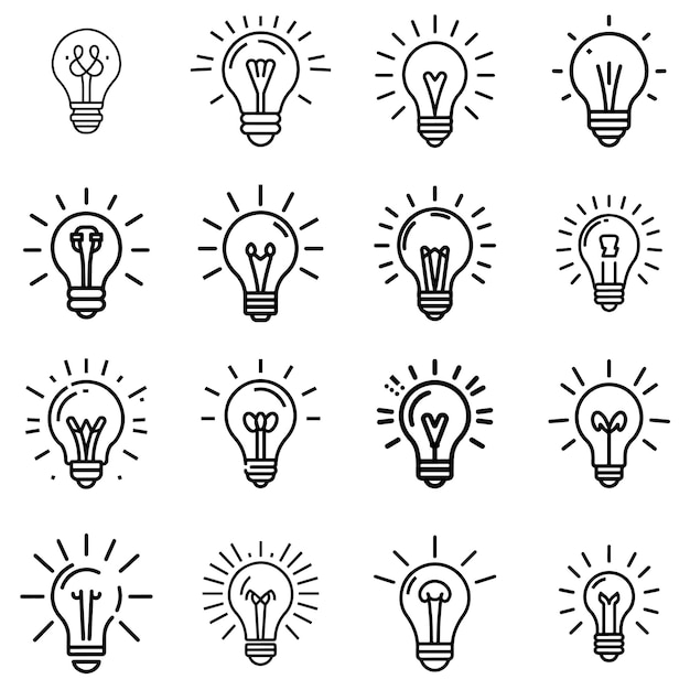 set of light bulb line icon vector isolated on white background idea sign solution
