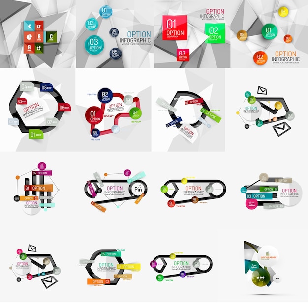 Set of light paper design option infographic banner templates