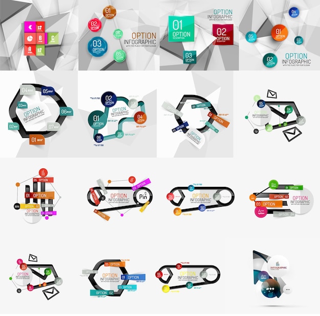 Set of light paper design option infographic banner templates
