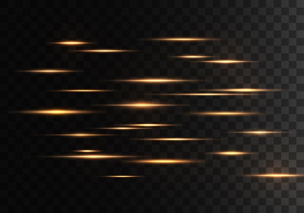 set of lights glares. horizontal lens flares pack. laser beams, horizontal light rays, lines.