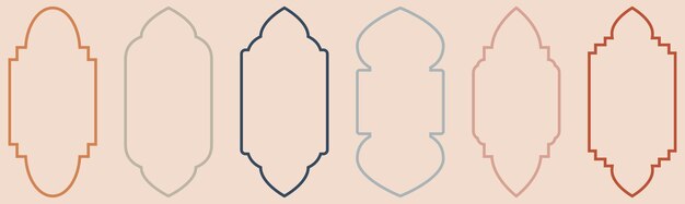 Set of line Islamic door and windows