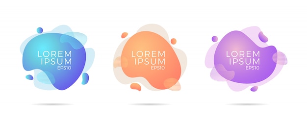 Set of liquid color abstract geometric shapes. 