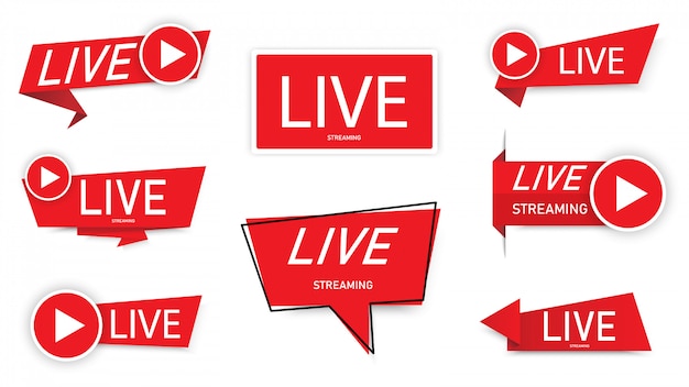 set of live streaming logo banner. live stream banner.