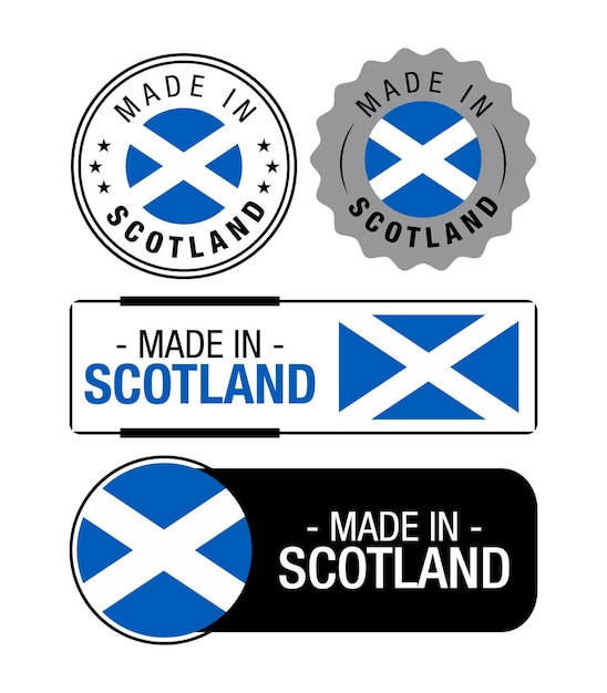 set of made in scotland labels logo scotland flag scotland product emblem