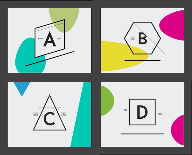 set of minimal geometric lined template for hipster identity in vector