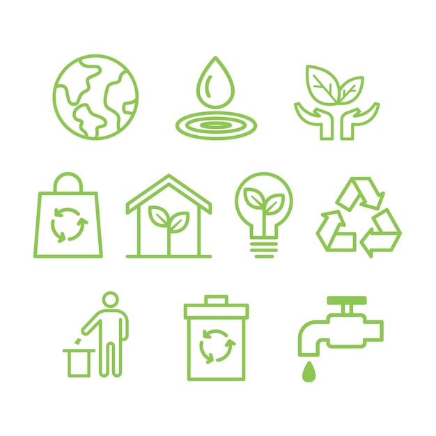 set of minimalist save earth icon