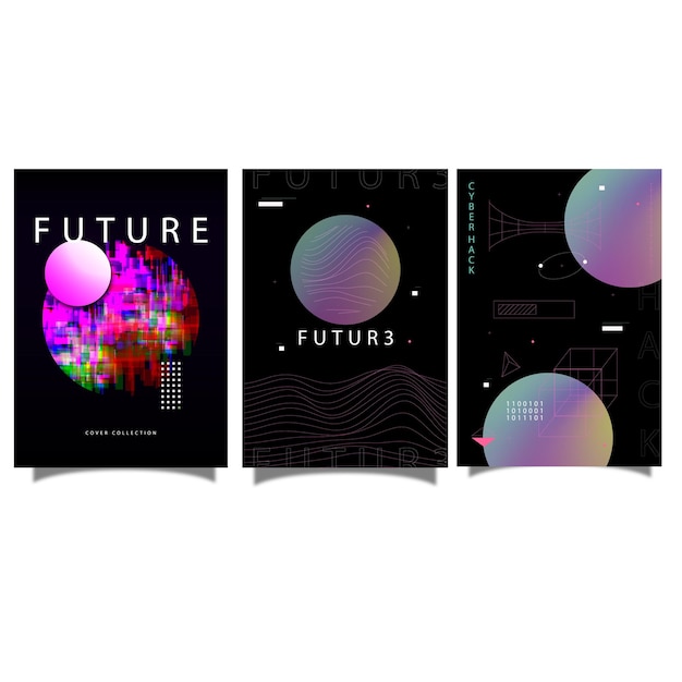 set of modern abstract blurred gradient colors background vector template design for brochure leaf
