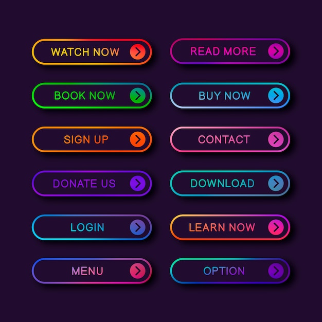 Set of modern abstract web buttons.
