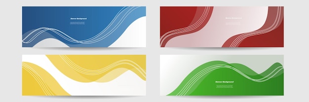 Set of modern colorful banner template. Blue red green and orange banner design.