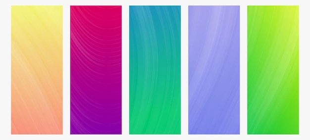 Set of modern gradient backgrounds with wave line
