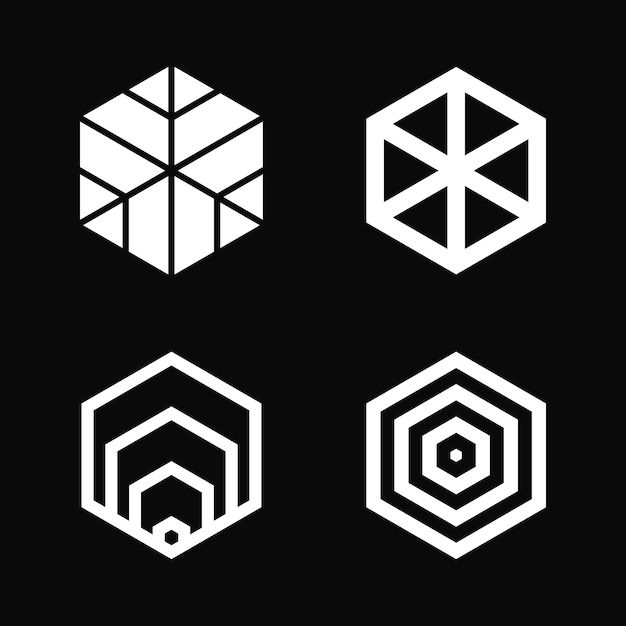 Set of modern line logo designs creative geometric shapes Premium Vector