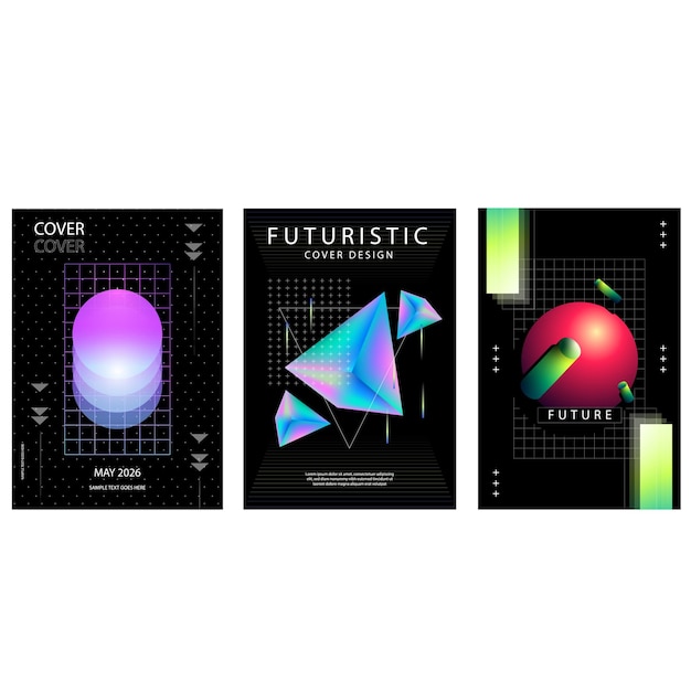 set of modernist abstract geometric vector posters with trendy minimalist isolated shapes