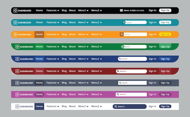 set of navbar templates for applications