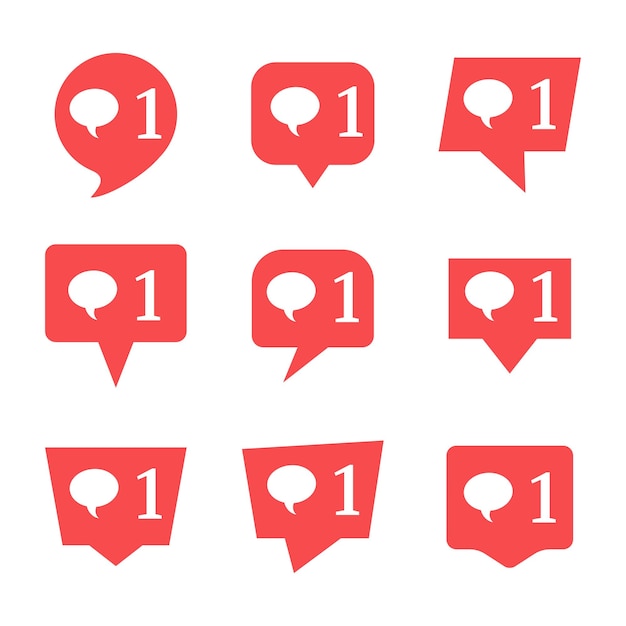 Set of nine notifications in social media with comment Vector illustrationxA