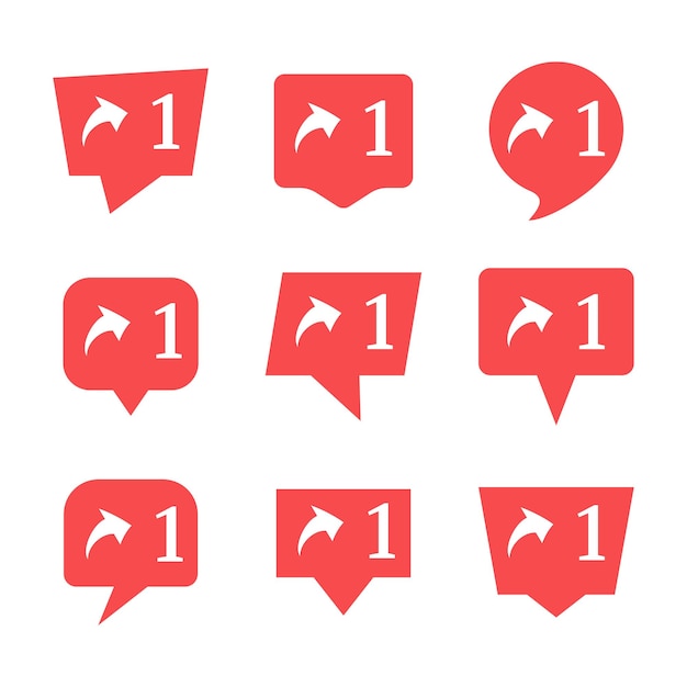 Set of nine notifications in social media with repost Vector illustrationxA