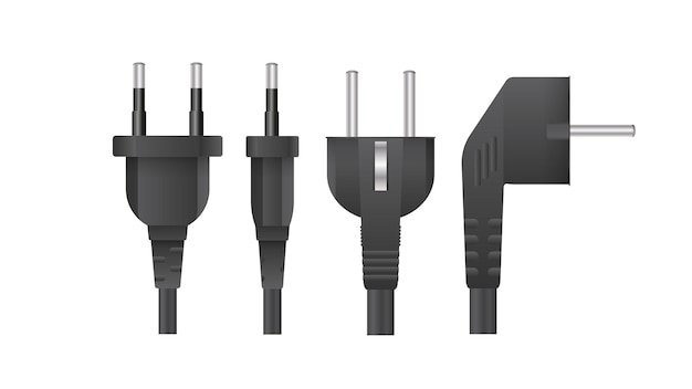 set of plugs for sockets in 3d. the plug for the outlet is insulated. realistic vector.