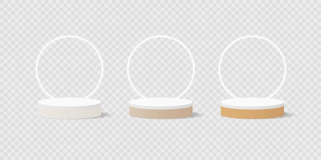Set of podiums on transparent background Pedestal isolated transparent background