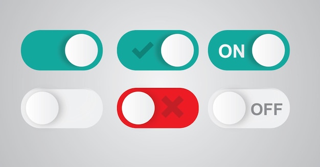 Set of power on and off icon buttons