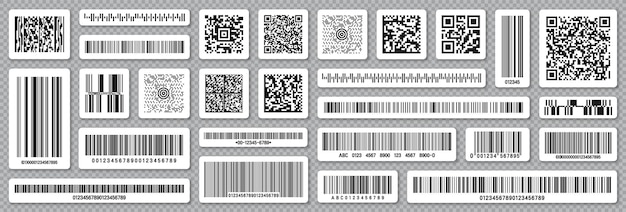 Set of product barcodes and qr codes identification tracking code serial number product id with