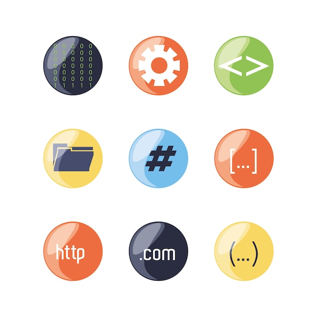 set of programming code icons 