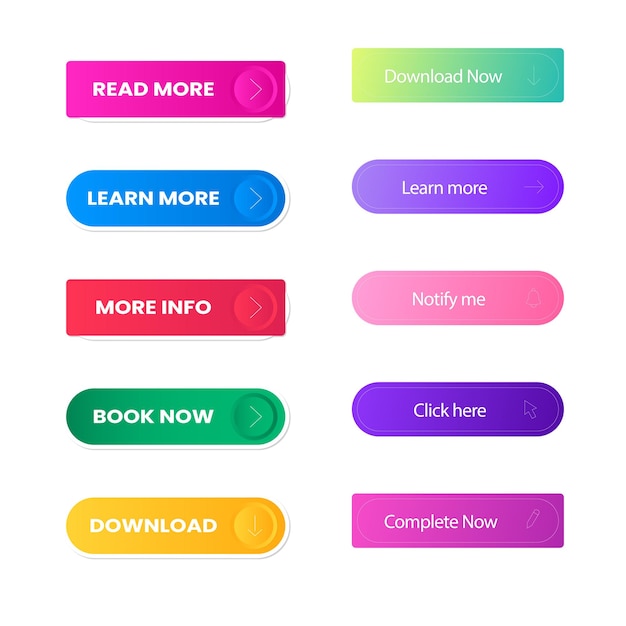 set of read more icons button design colorful read more button pack for website ads ui and proje