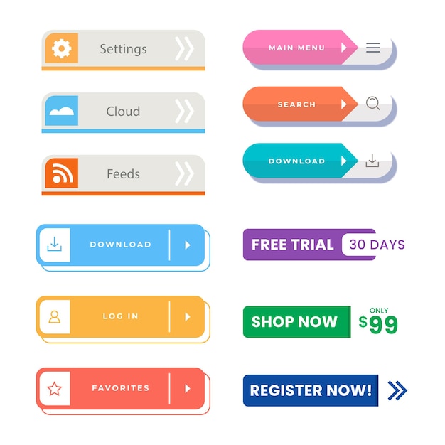 Set of Read More icons button design Colorful read more button pack for website ads UI and proje