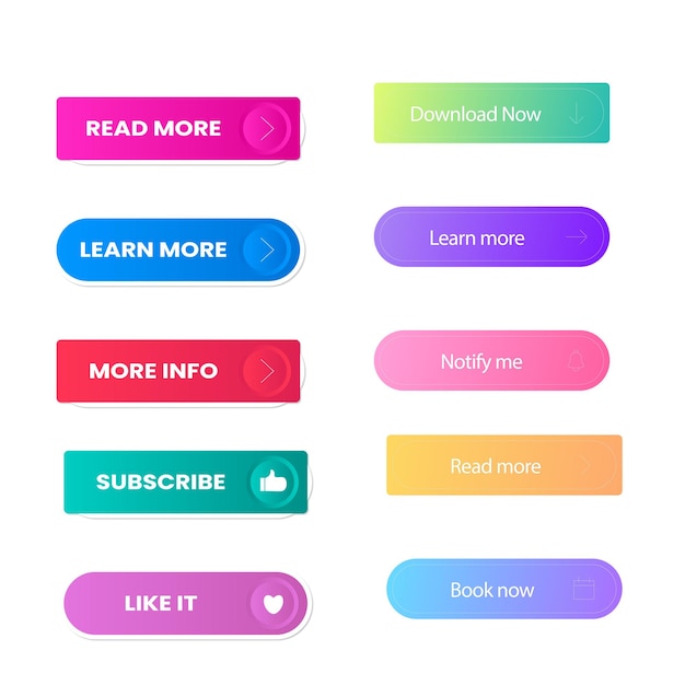Set of Read More icons button design Colorful read more button pack for website ads UI and proje