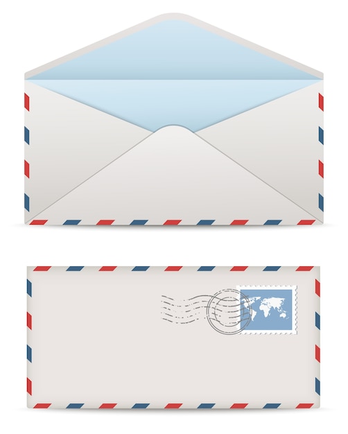 Set of realistic envelopes on white background
