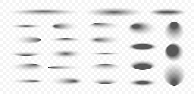 set of realistic shadow on transparent background oval and round shadows