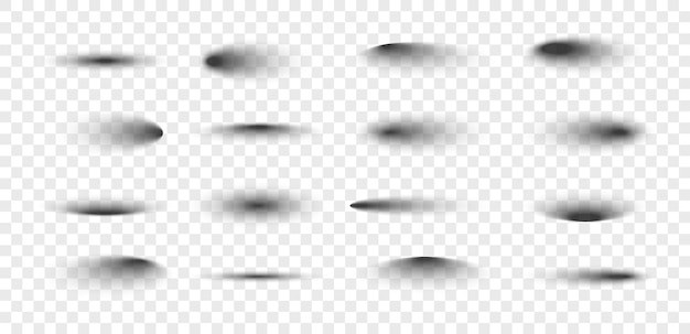 set of realistic shadow on transparent background oval and round shadows