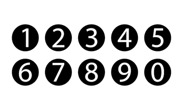 set of red 9 to 0 number icon in outline circle vector illustration