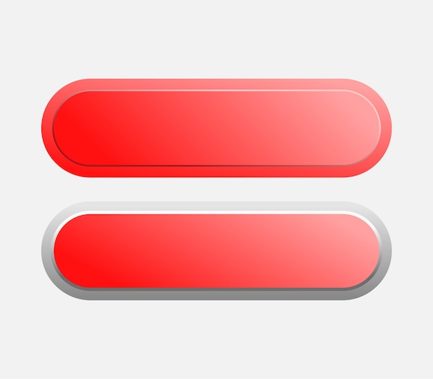 Set of red empty button with rounded corners for web design mobile app or user interface