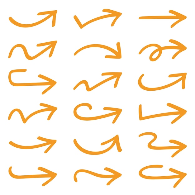 set of red vector arrows hand drawn design elements different shapes